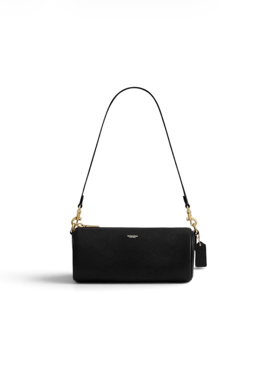 Coach Handbags - Coach Black Pebbled Leather Shoulder Bag with Gold Hardware